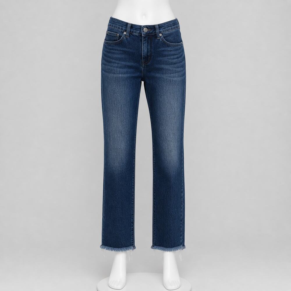 Hudson Kass Ornella High Rise Straight Leg Jeans - Distressed Hem - Size 26